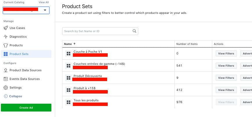 catalogue facebook ads