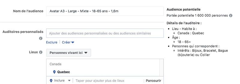 saved audience facebook